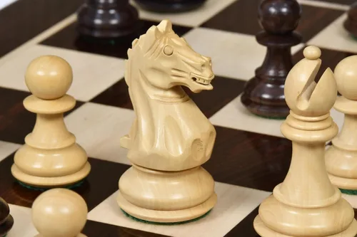 Miniatura 7 de Fierce Knight Staunton Wooden Chess Pieces – 3.5" King in Indian Rosewood & Boxwood for Tournament and Collector Use