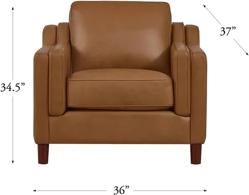 Miniatura 3 de Hydeline Bella - Silla de cuero de grano superior, coñac, plumón, espuma viscoelástica y asientos de resortes