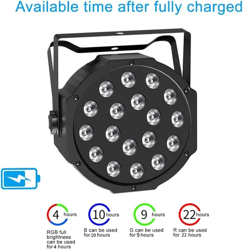 Miniatura 3 de U`King Luces LED Par de luces inalámbricas alimentadas por batería para eventos 18W RGB luz de iluminación de escenario recargable 20 horas por
