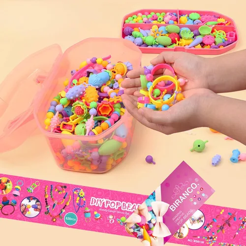 Miniatura 2 de BIRANCO. Pop Beads, juguete para hacer joyas, artes y manualidades para niñas de 3 a 8 años, juguetes de cuentas a presión con caja