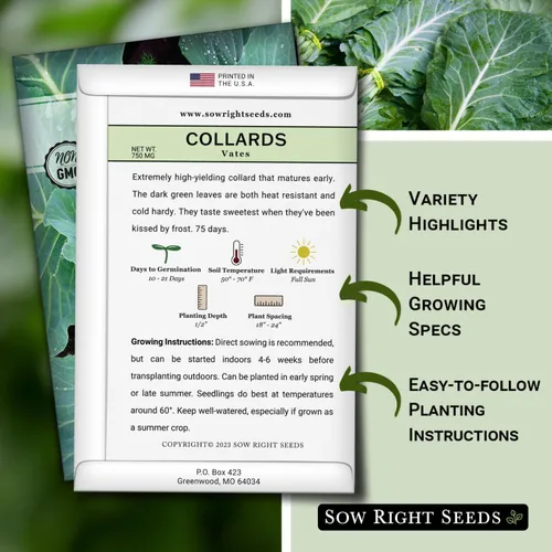 Miniatura 2 de Sow Right Seeds - Semillas de col de Vates para plantar - Paquete de reliquia sin OMG con instrucciones para plantar un huerto casero - Verduras