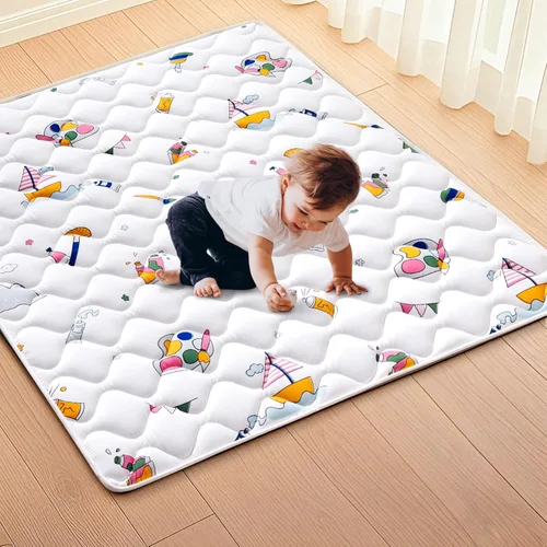 Tapete de espuma de alta densidad para bebé, 47 x 47 pulgadas, grueso, de una pieza, cómodo y suave, antideslizante, lavable a máquina, tapete para