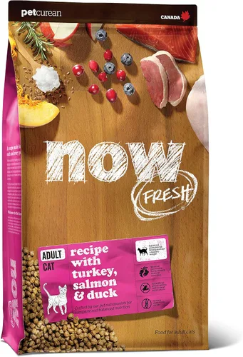Now Fresh Alimento seco para gatos adultos, receta de pavo, salmón y pato, sin granos, sin pollo, 3 libras