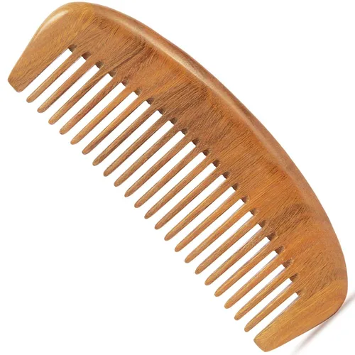 Miniatura 16 de Peine de madera con dientes anchos, peine para el cabello para mujeres, masaje del cuero cabelludo y distribuye aceites