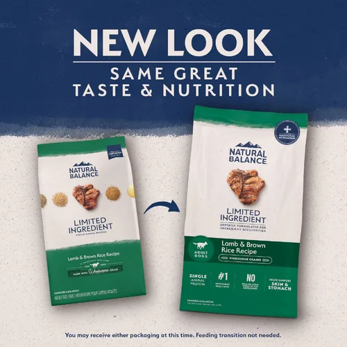 Miniatura 2 de Natural Balance Alimento seco para perros adultos de ingredientes limitados con granos saludables, receta de cordero y arroz integral, 12 libras