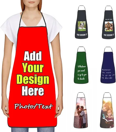 Miniatura 10 de Delantal Personalizado, Diseña Tu Propio Delantal de Cocina para Cocinar, Sube Tus Fotos Favoritas Logo, Añade Cualquier Nombre o Texto
