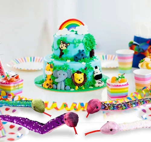 Miniatura 7 de ArtCreativity Juguetes de serpiente de lentejuelas para niños, felpa con lentejuelas que cambian de color, suministros de fiesta de la selva