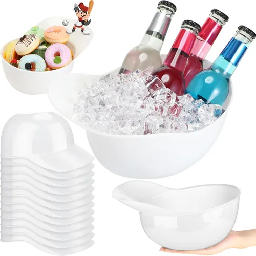 Tanlade Casco de béisbol de plástico grande de 72 onzas, cuencos de béisbol, cuencos para aperitivos, helado, postre para trabajadores de Blanco