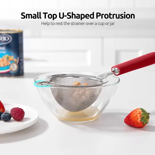 Miniatura 8 de Colador de malla de acero inoxidable 18/8: U-Taste Colador de alimentos de malla fina de cocina de 3.9 pulgadas con mango de silicona resistente (4)