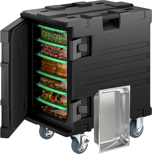 YITAHOME Portaenvases de alimentos aislados, caja térmica LLDPE de 95 Qt para catering con sartén de acero inoxidable, calentador de alimentos para