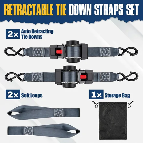 Miniatura 7 de Paquete de 2 correas retráctiles de trinquete, 2 pulgadas x 10 pies, 3,000 libras de resistencia a la rotura, correas de amarre de trinquete