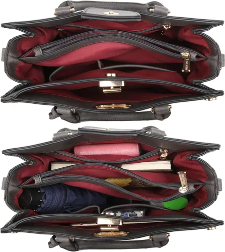 Miniatura 5 de Dasein - Carteras y bolsas de mano para mujer, bolsas planas, con asa superior, bolso de hombro, bolso de trabajo con cartera a juego