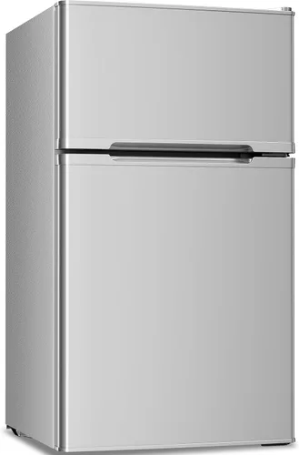 Miniatura 13 de Antarctic Star Mini refrigerador con congelador, refrigerador compacto de doble puerta, termostato ajustable, refrigerador pequeño para dormitorio