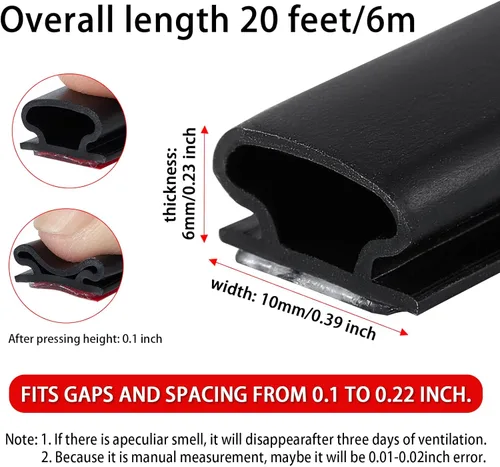 Miniatura 2 de QDiShi Tira de sellado de puerta de goma negra en forma de D de 0.39 x 0.23 pulgadas, tapón autoadhesivo para marco de puerta, ventana, reducción