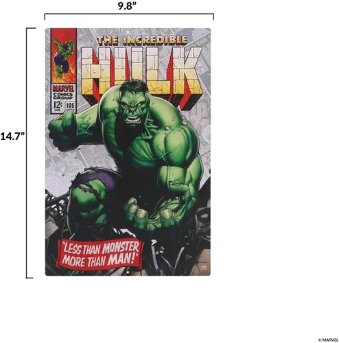 Miniatura 6 de Open Road Brands Marvel The Incredible Hulk - Cartel de metal con cubierta de cómic – La increíble decoración de pared de Hulk para cueva de hombre