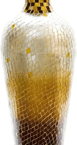 Miniatura 6 de Florero de mosaico de 20 pulgadas Amphora Nouveau - Florero morisco, jarrón de metal con superposición de mosaico de vidrio decorativo