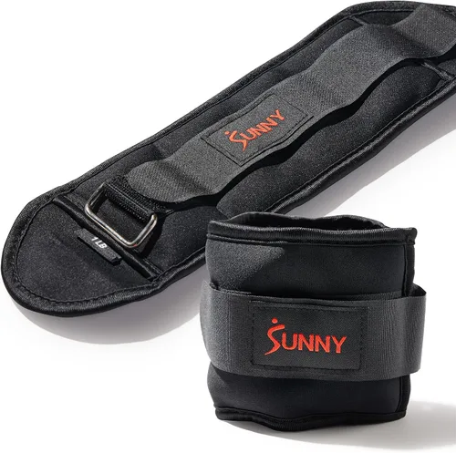 Sunny Health & Fitness Pesas de tobillo (par) – 1,2,3,4,5 libras, opciones ajustables, resistentes al sudor, correa segura para fitness, caminar,
