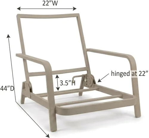 Miniatura 3 de Sunbrella - Cojín de tela para asientos profundos para patio, 44 x 22 pulgadas, con bisagras (asiento + respaldo) – Reemplazo de cojín para silla