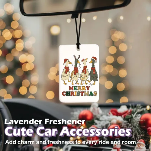 Miniatura 2 de Luces navideñas de pato de Papá Noel para automóvil, accesorios para ambientador de aire, 3 piezas, divertidos ambientadores colgantes de ganso