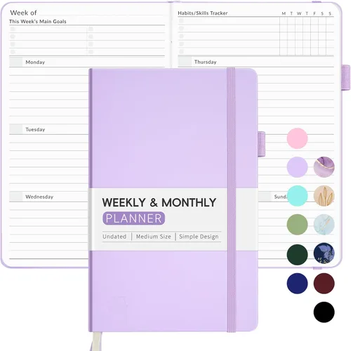 Planificador semanal sin fecha para 2026, Planificador de calendario semanal y mensual simplificado Forvencer, Cuaderno diario organizador lindo,