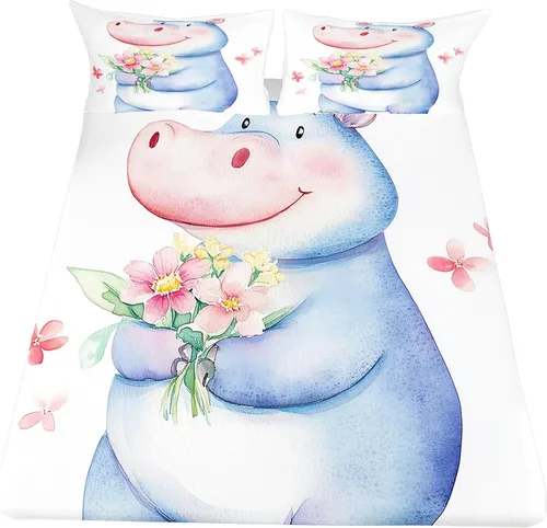 Miniatura 10 de Erosebridal Juego de sábanas de dibujos animados Sweet Princess Swan, sábana bajera ajustable tamaño individual para niños y adolescentes, sábana
