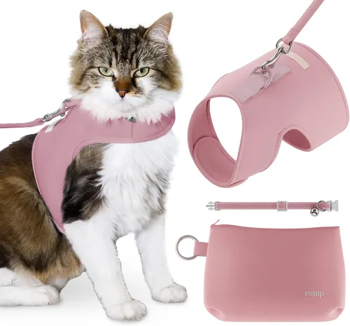 Miniatura 7 de Juego de arnés para gatos, collar y correa – Chaleco de arnés de velcro ajustable sin estrangulamiento para gatos y gatitos (algodón azul, S)