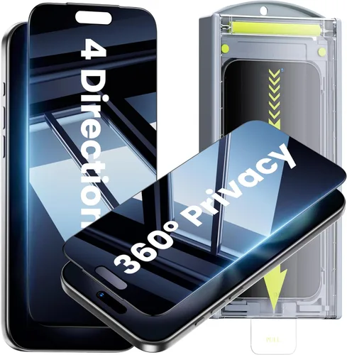 Miniatura 7 de WSKEN para iPhone 17 Pro Protector de pantalla de privacidad - [4 vías 360 anti espía] [Autoeliminación de polvo] 10X Militar a prueba de roturas 4
