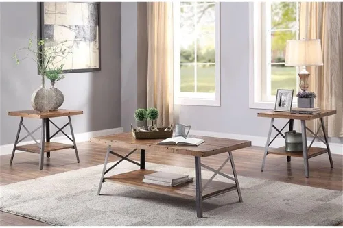 Miniatura 7 de Acme Ikram Mesa de centro rectangular de madera en roble envejecido y negro arenoso