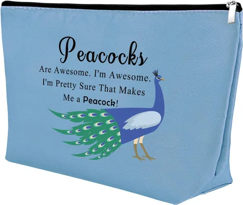 Miniatura 10 de Mxrymvu Bolsa de cosméticos de pavo real, regalos temáticos de pavo real para amantes - Bolsa de maquillaje inspiradora, Beige, Pavo real