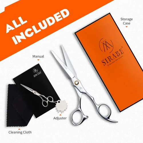 Miniatura 6 de Sirabe - Tijeras profesionales de alta gama de 16 cm para corte de pelo, con cuchillas ultra afiladas para un corte preciso - Tijeras de barbero