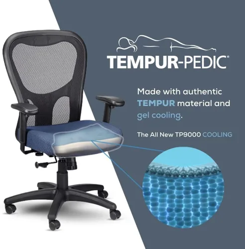 Miniatura 4 de Tempur-Pedic TP9000C Silla giratoria de malla con material Tempur, capa de gel refrescante, reposabrazos ajustables y soporte lumbar, color burdeos
