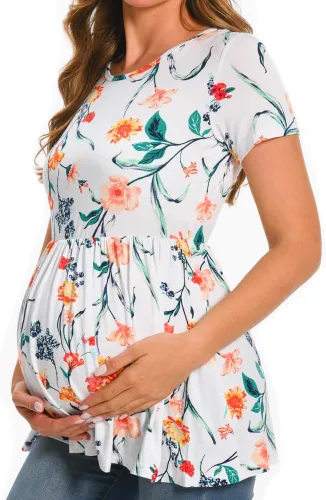 Miniatura 6 de Bearsland Tops de maternidad manga corta cuello redondo lactancia camisa ropa de embarazo