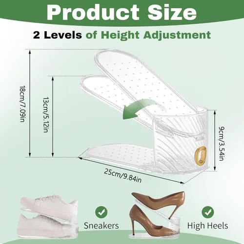 Miniatura 6 de Organizador de ranuras para zapatos, 10 unidades, ranuras para zapatos, puede ahorrar 50% de espacio en los apiladores de zapatos, dispositivo