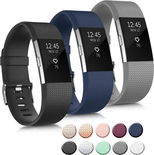Paquete de 3 correas deportivas compatibles con Fitbit Charge 2 bandas para mujeres y hombres, correas de repuesto ajustables para Fitbit Charge 2