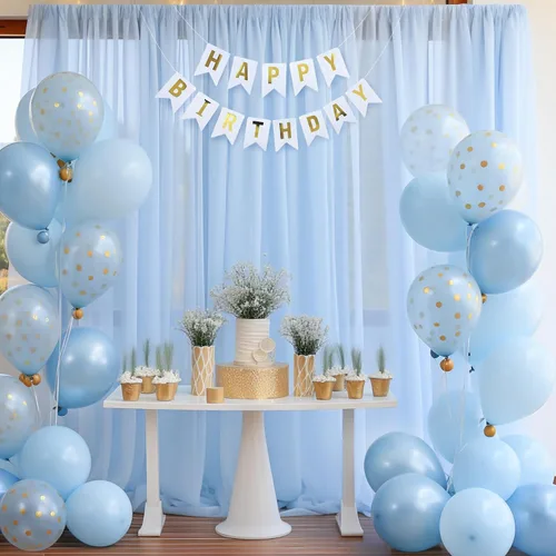 Miniatura 6 de Cortinas de fondo de tul azul de 10x10 para fiestas, cortina de fondo transparente para fotos de boda, cortinas para baby shower, fotografía, fiesta