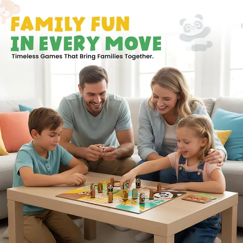 Miniatura 4 de Juegos de mesa de madera 2 en 1 para niños y familias – Juego de mesa Ludo de madera premium y juego de mesa de serpientes y escaleras Juego