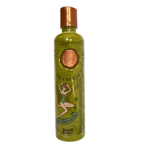 Ritual Botanico Tratamiento Natural Intensivo Plex con Banana, Aguacate y Argán, Sin Dimeticona ni silicio 13.5 fl oz., verde