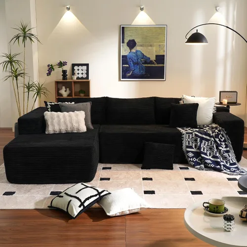 Miniatura 12 de ovios Sofá seccional Cloud de 96 pulgadas con chaise en forma de L, sofá modular moderno con asiento profundo, sofás tapizados para sala de estar