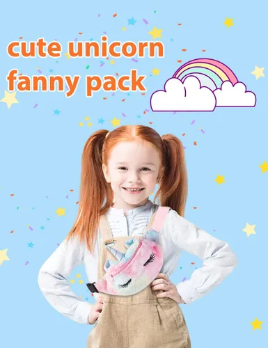 Miniatura 3 de Riñonera para niñas, bolsa de cintura de unicornio para niñas, bolsa cruzada para cinturón, bonita bolsa de cintura de viaje para niños, regalo