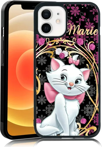 Miniatura 39 de Elegante funda de teléfono con diseño de gato Marie compatible con iPhone 11, funda de encaje dorado para iPhone, a prueba de golpes, rosa fucsia