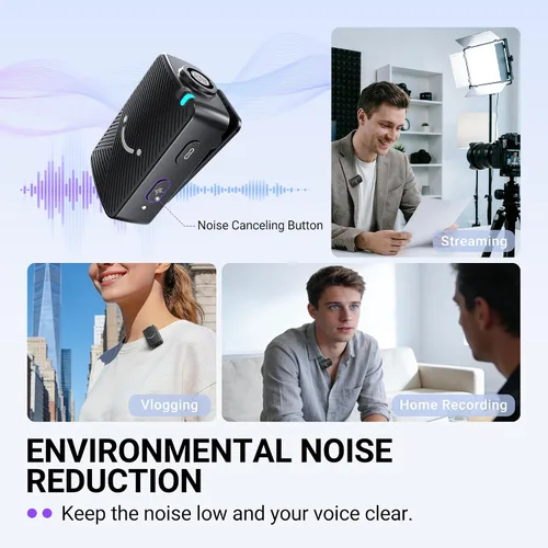 Miniatura 7 de FIFINE Micrófono Lavalier Inalámbrico para iPhone/Android/Cámara, Sistema de Micrófono de Solapa Inalámbrico de 2 Unidades para Grabación de Vlog