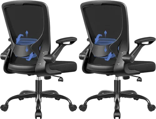 Miniatura 14 de BESTFAIR Silla de oficina ergonómica, sillas de malla para computadora con soporte lumbar, silla de escritorio giratoria con brazos abatibles