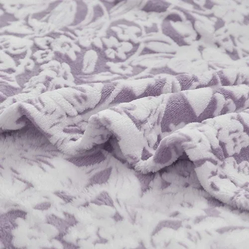 Miniatura 6 de FY FIBER HOUSE Manta de franela de forro polar súper suave y ligera de microfibra con estampado de flores para sofá, 60 x 80 pulgadas, lavanda
