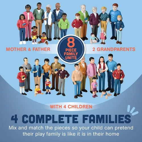 Miniatura 6 de Cre8tive Minds Juego de Simulación Familias Multiculturales, Figuras de Juguete Diversas para Niños, Detalles Realistas, Juguetes de Aprendizaje