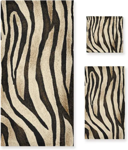 susiyo Juego de toallas de baño de 3 piezas, suaves y altamente absorbentes, con estampado de tigre, a rayas, de piel de animal, toallas de calidad
