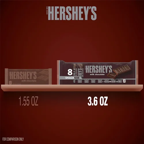 Miniatura 6 de HERSHEY'S Tamaño de bocadillo de chocolate con leche, barras de caramelo, 0.45 onzas (8 unidades)