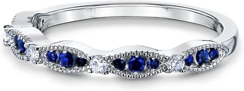 Miniatura 4 de Kobelli Blue Sapphire White Diamond Band