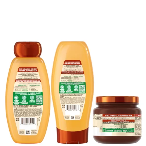 Miniatura 10 de Garnier Whole Blends Honey Treasures - Champú reparador, acondicionador + máscara capilar para cabello seco y dañado (3 artículos), 1 kit