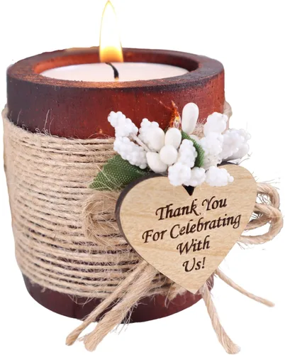 Miniatura 14 de HTF Paquete de 10 Decoraciones Navideñas Portavelas de Madera para Velas de Té, Regalo para Compañero de Trabajo, Feliz Año Nuevo, Velas de Navidad