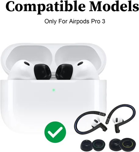 Miniatura 2 de Adhiper Almohadillas de espuma viscoelástica y ganchos para las orejas para AirPods Pro 3 2025, para Airpods Pro3 nti-Slip, accesorios de repuesto